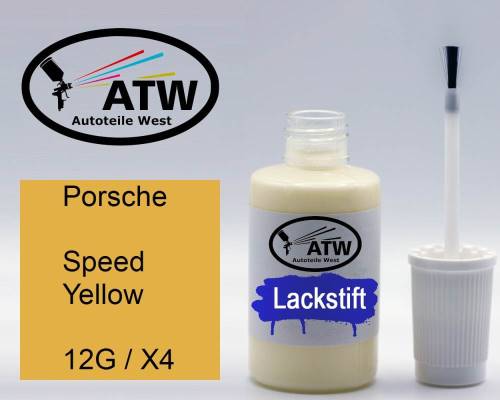 Porsche, Speed Yellow, 12G / X4: 20ml Lackstift, von ATW Autoteile West.